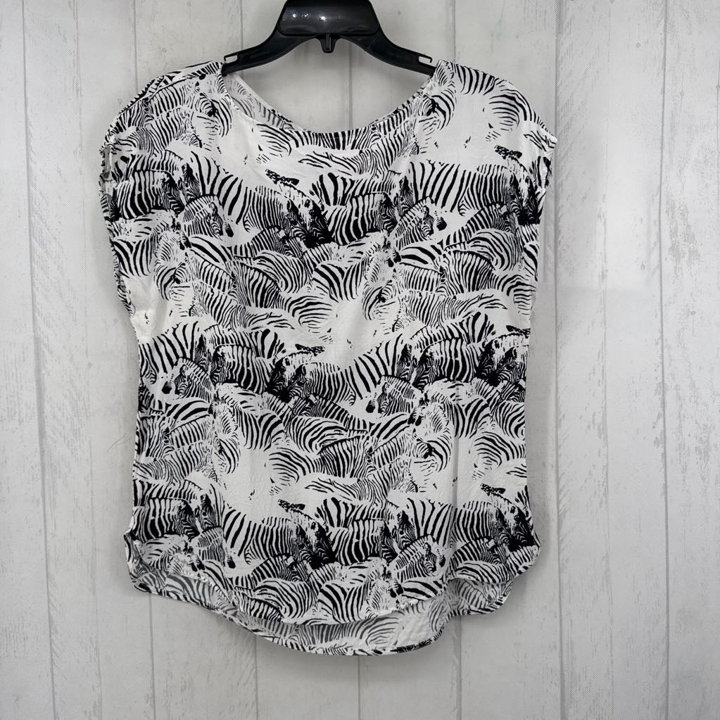 M zebra print cap slv top