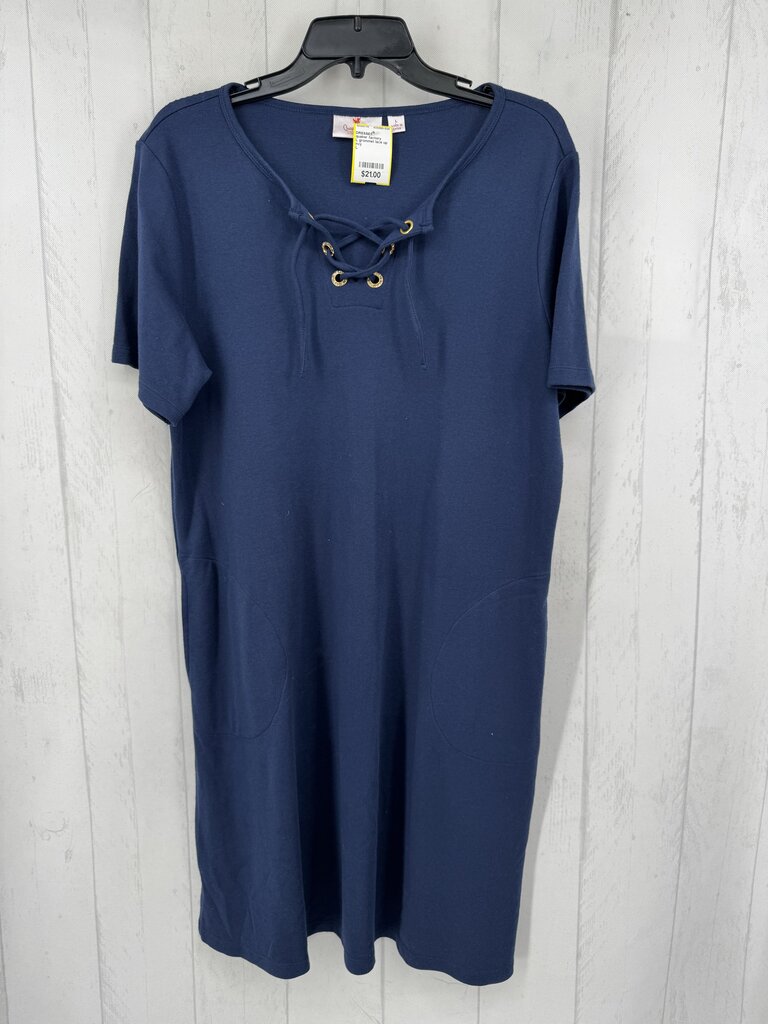 L grommet lace up s/s dress