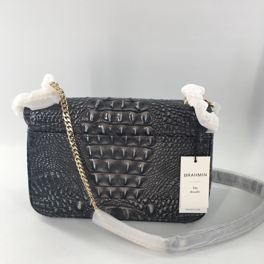 R325 croc embossed flap turn lock crossbody