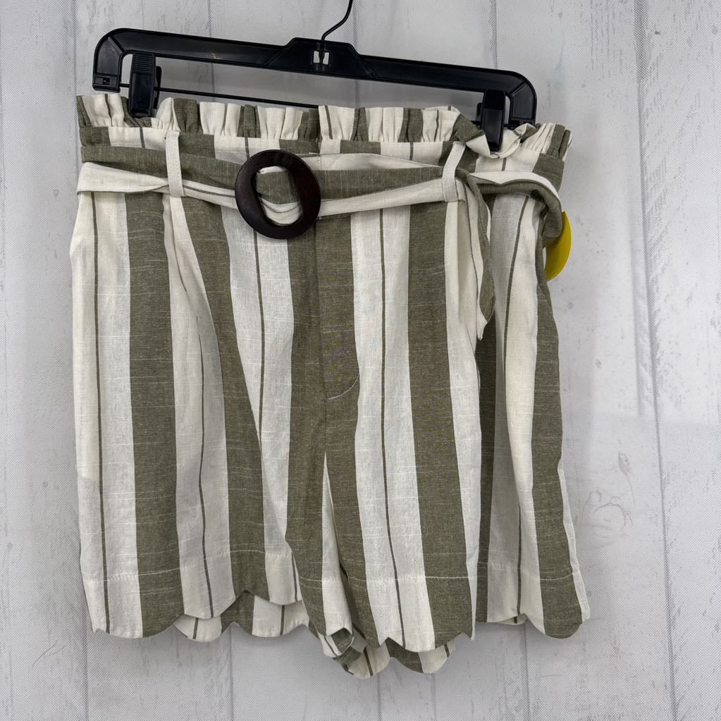 L striped belted shorts