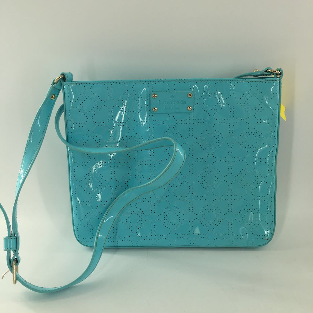 perforated spade flower patent slim crossbody