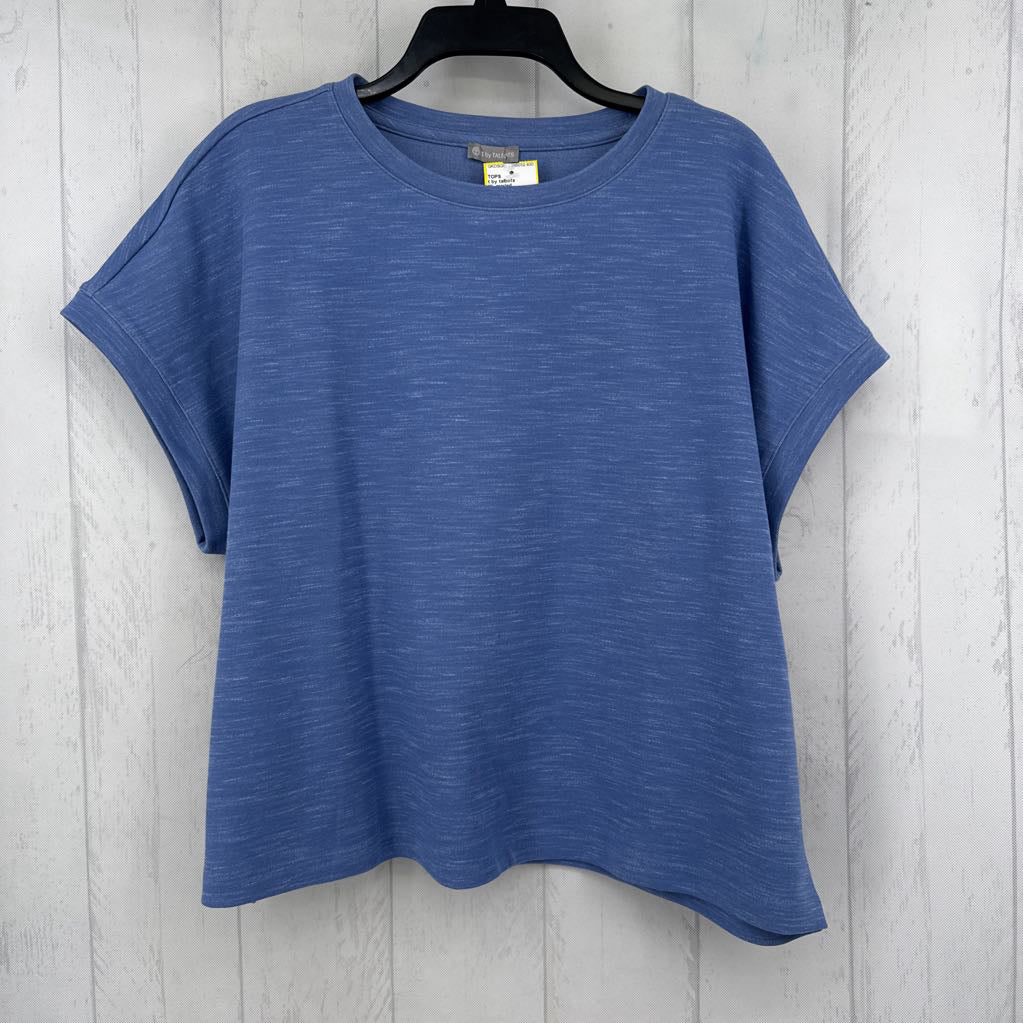 XL marled crewneck cap slv top