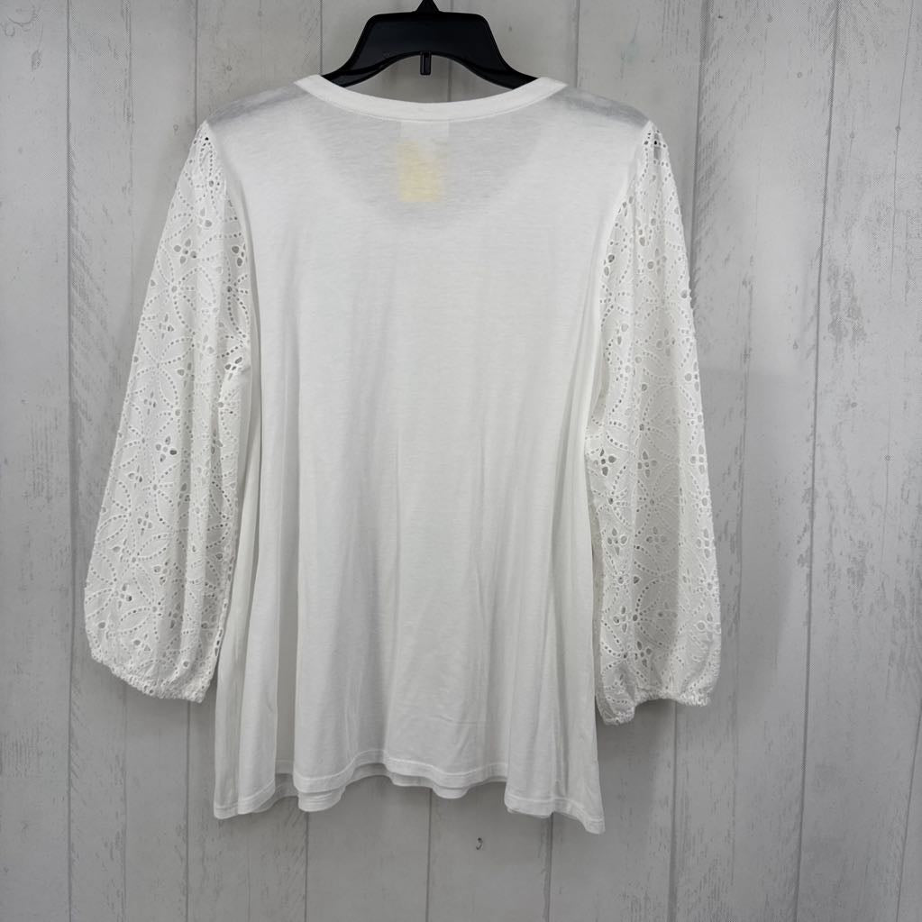 L eyelet slv tee 3/4 slv