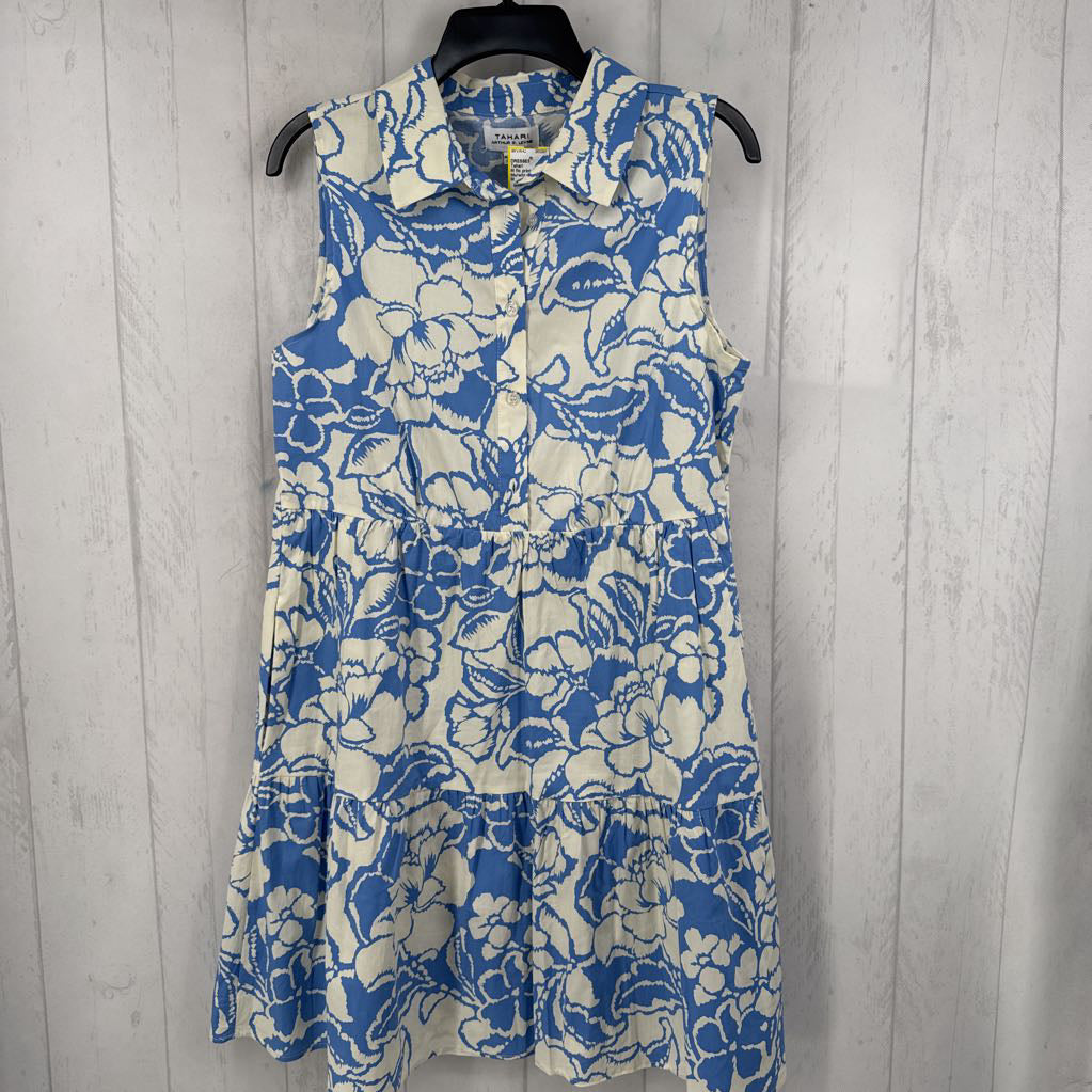 M flo print button down slvls dress