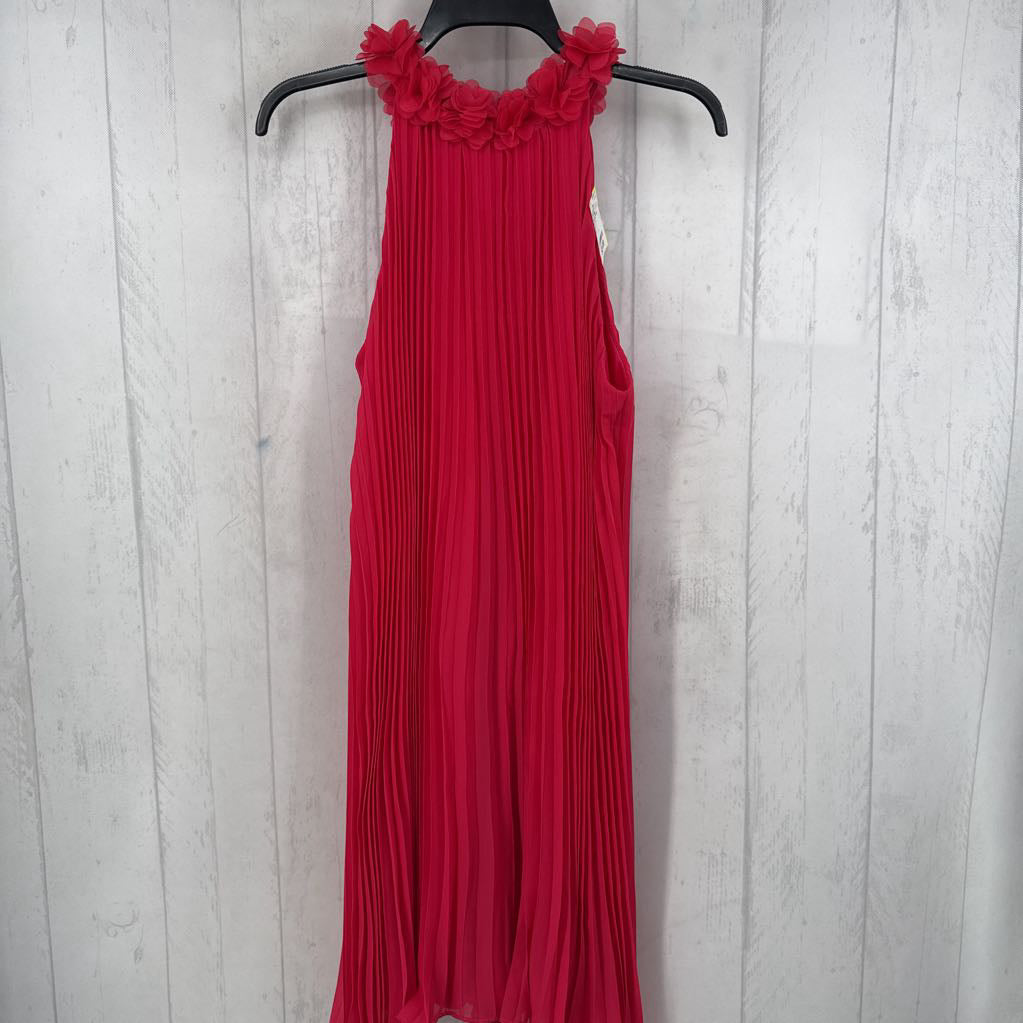 M pleated floral collar slvls dress