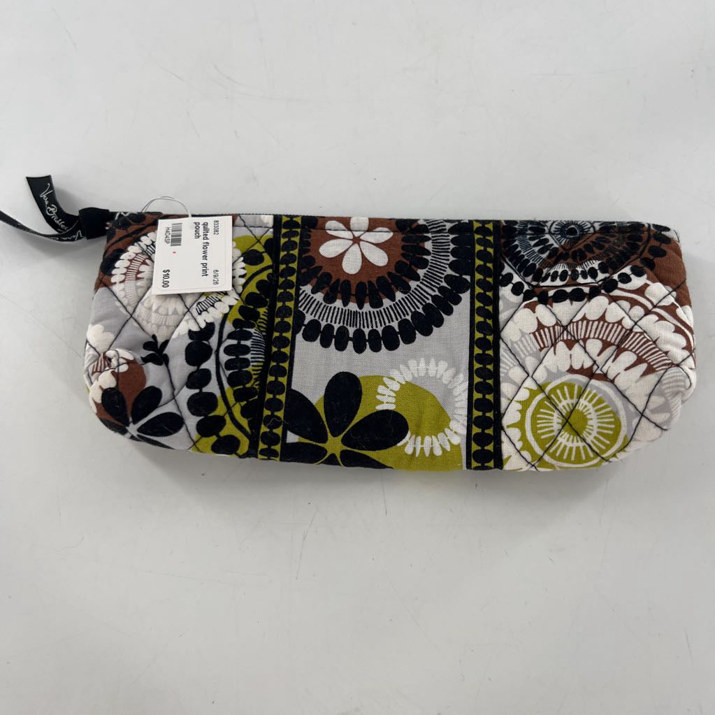 quilted flower print pouch