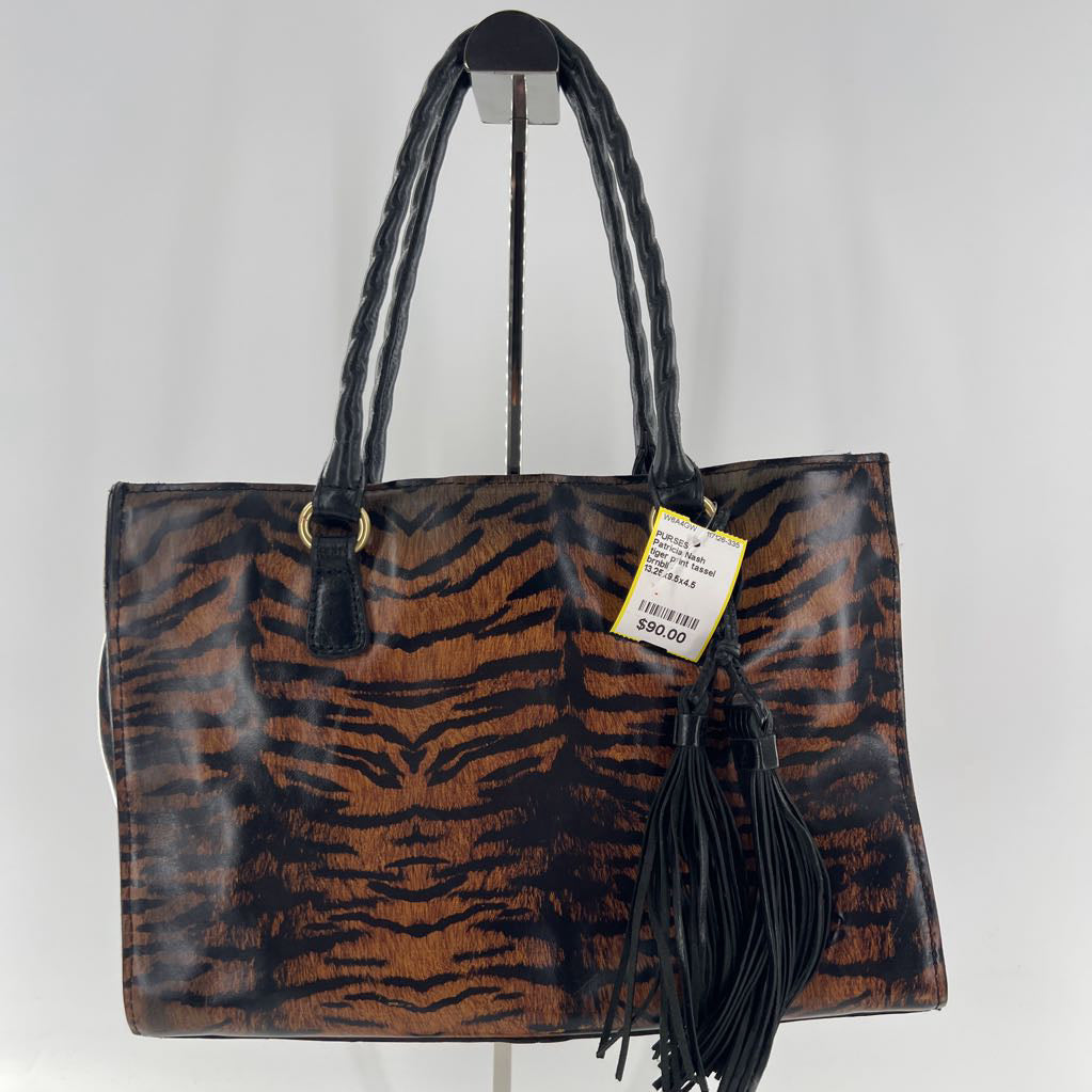 tiger print tassel satchel