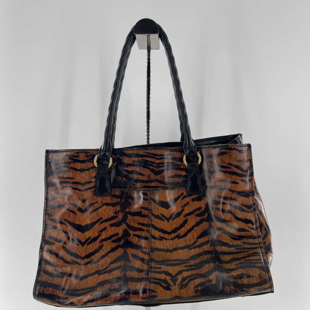 tiger print tassel satchel