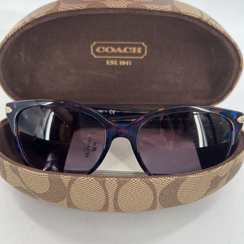 Coach confetti purple polarized sunglasses w/ case