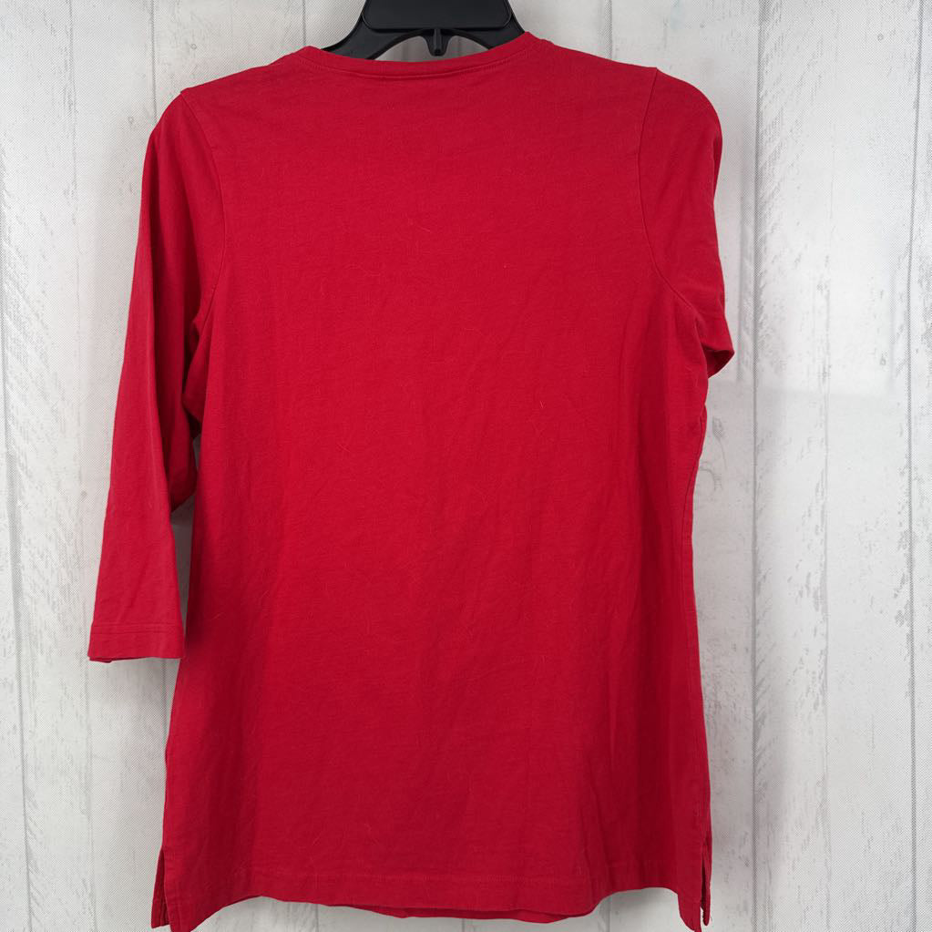 S embelished v-neck 3/4 slv top