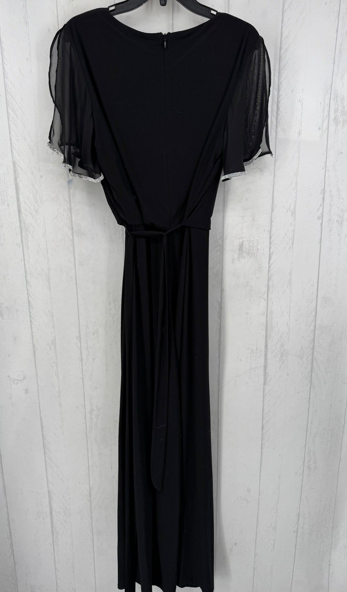 M rhinestone slv belted jumpsuit