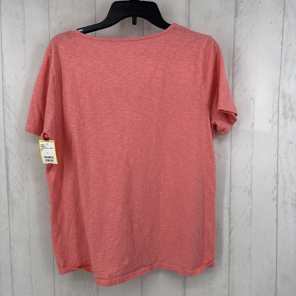 L lace trim v-neck s/s tee