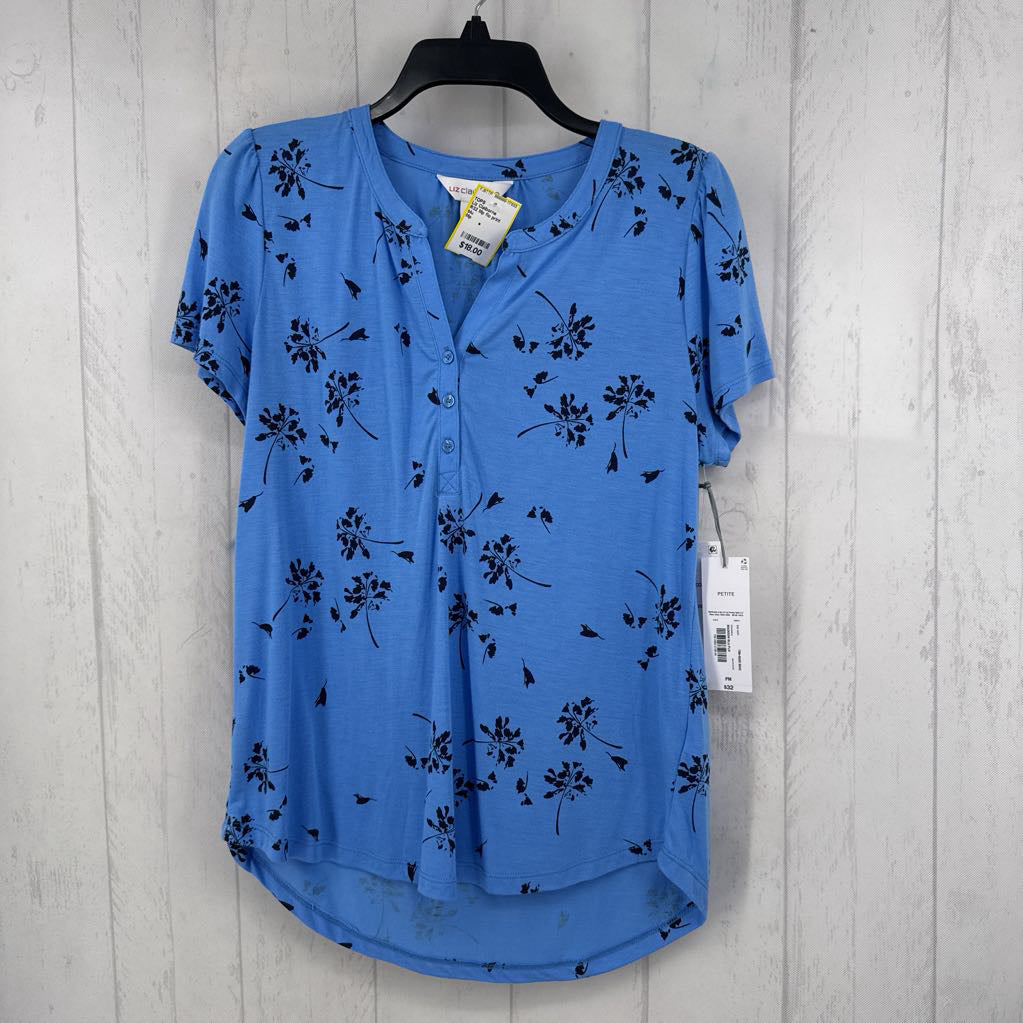 R32 Mp flo print split neck s/s tee