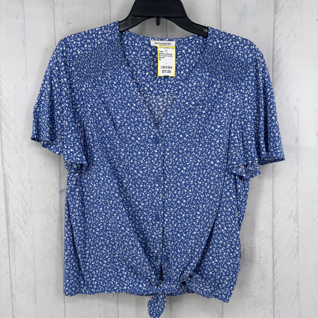 Sp flo print button down s/s top