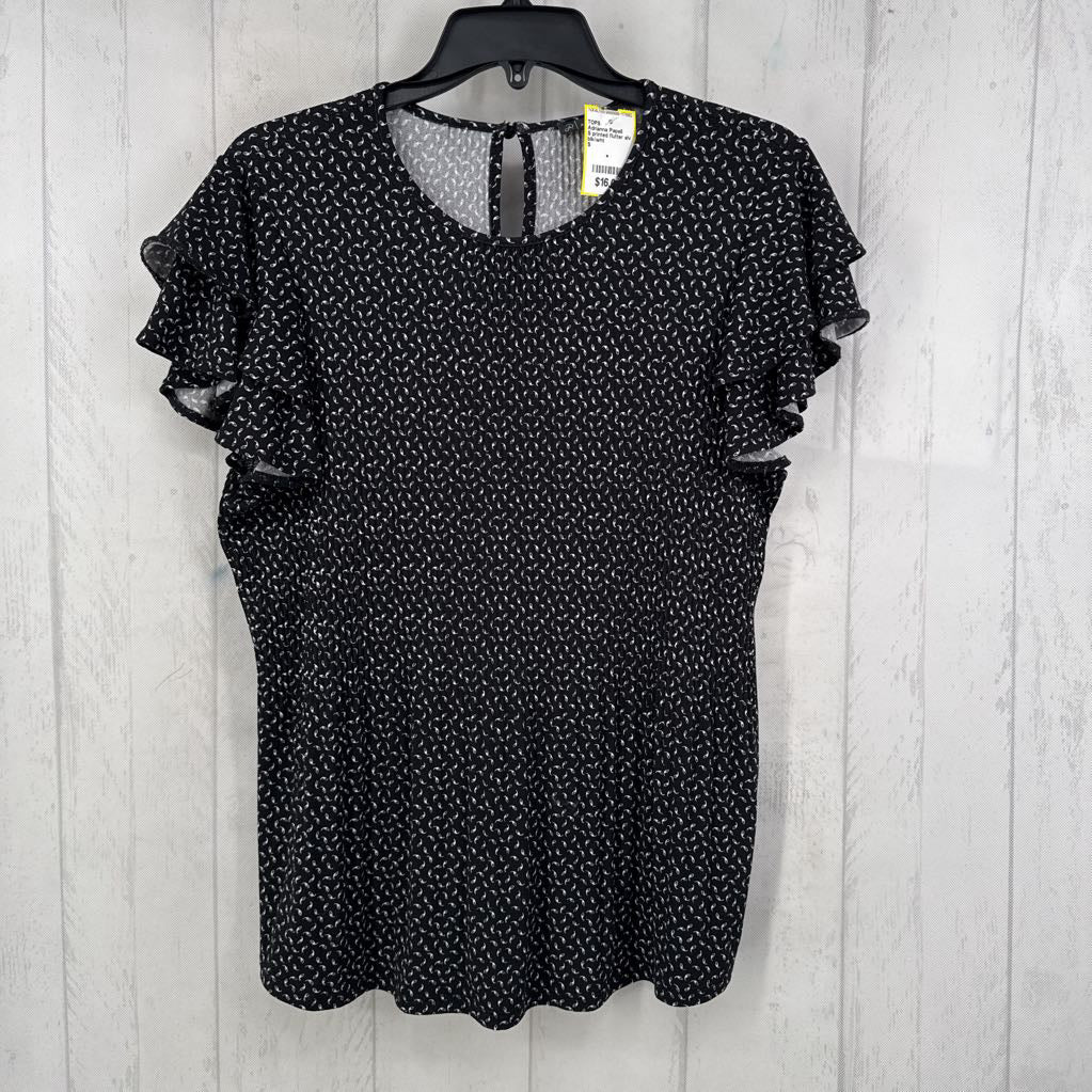 S printed flutter slv top