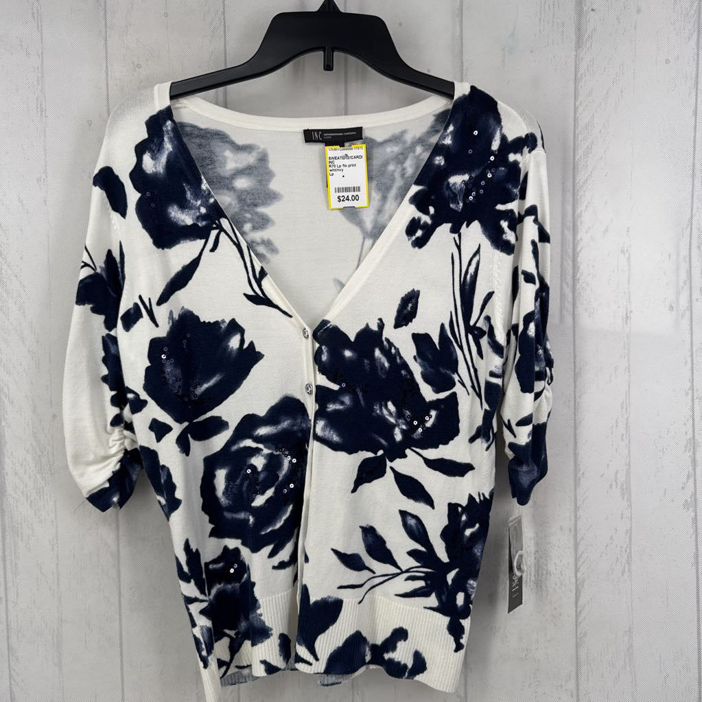 R70 Lp flo print button down s/s cardi