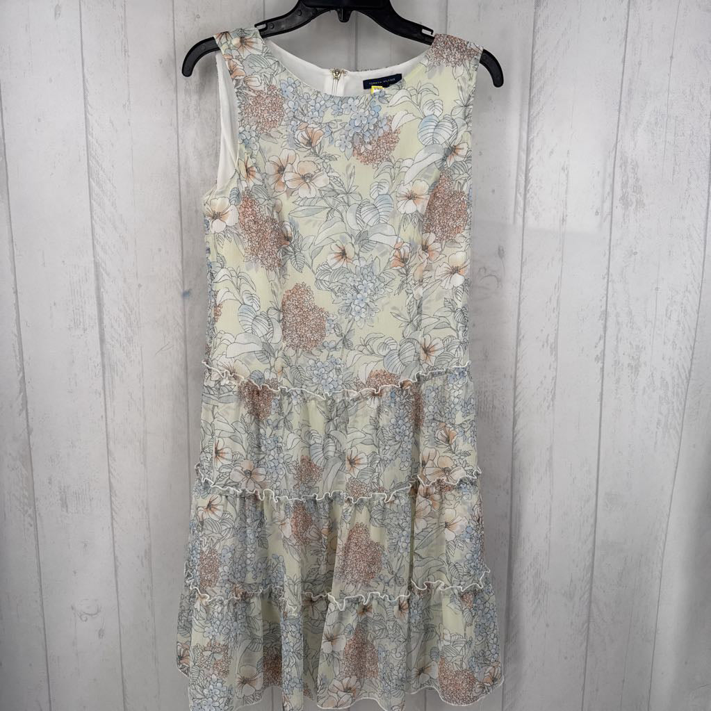 8 flo print tiered slvls dress