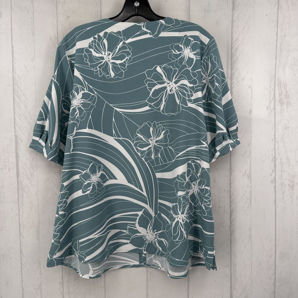 M flo print split neck s/s tee