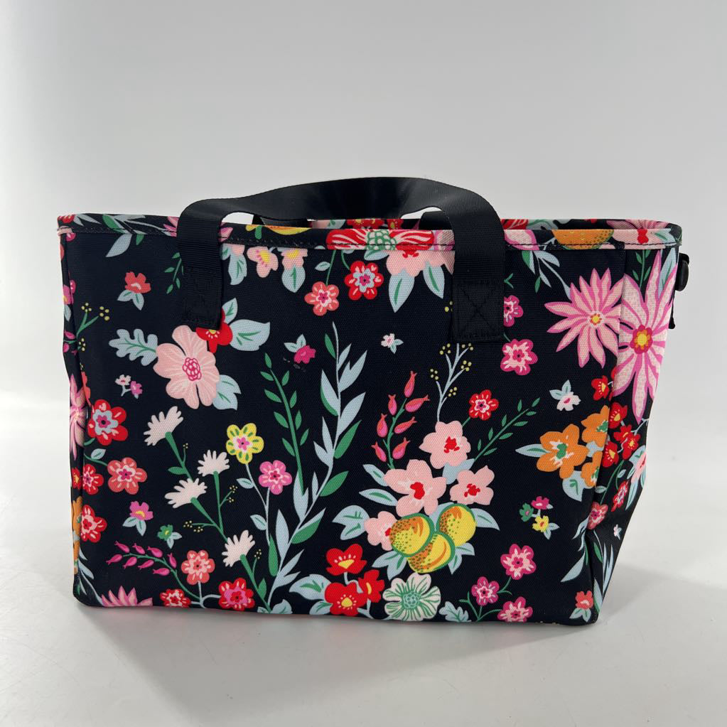 floral multi-compartment open tote