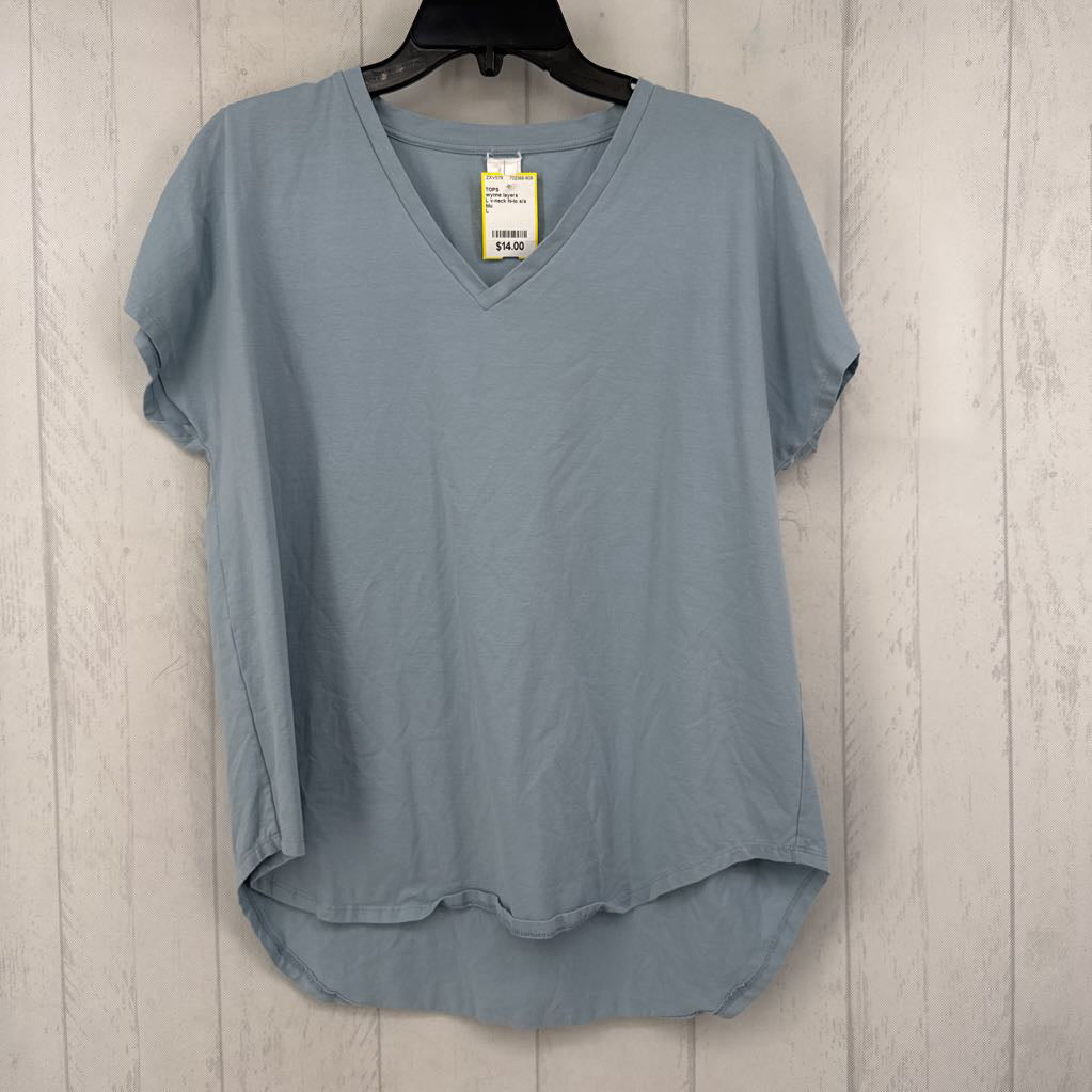L v-neck hi-lo s/s tee