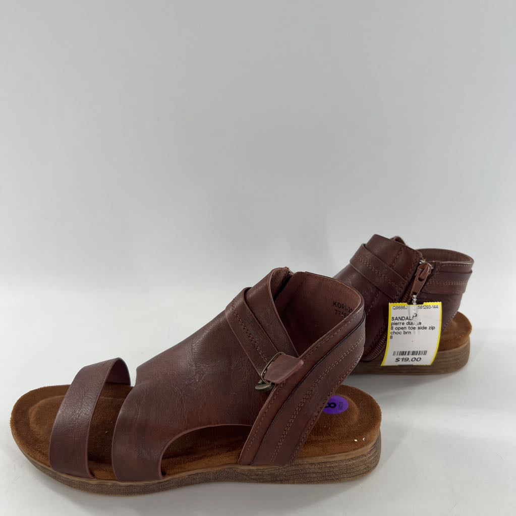 8 open toe side zip buckle sandals