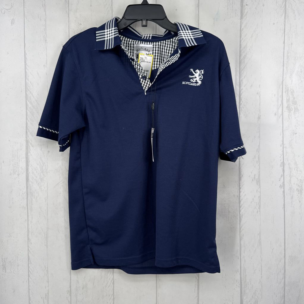 M gingham trim s/s polo