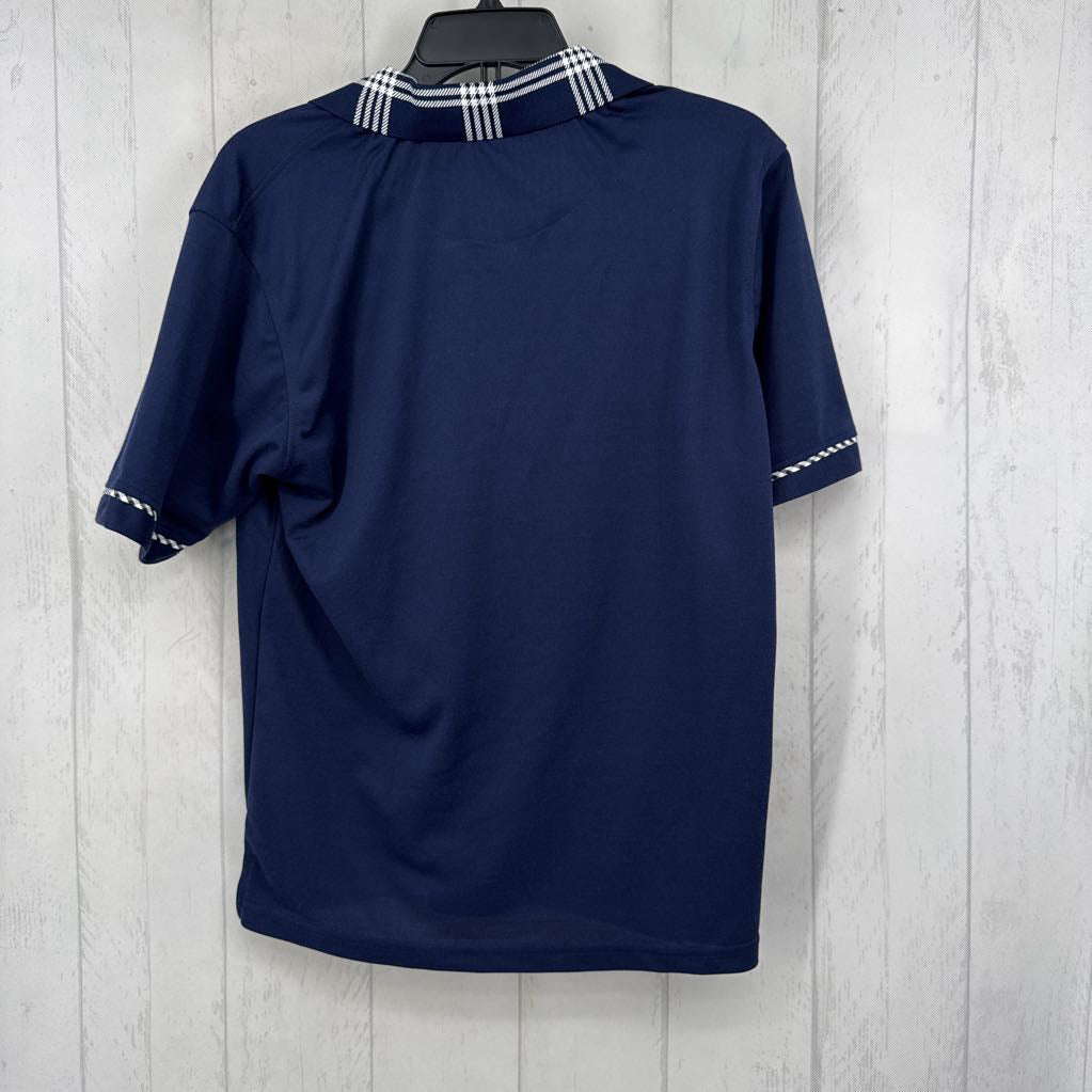 M gingham trim s/s polo
