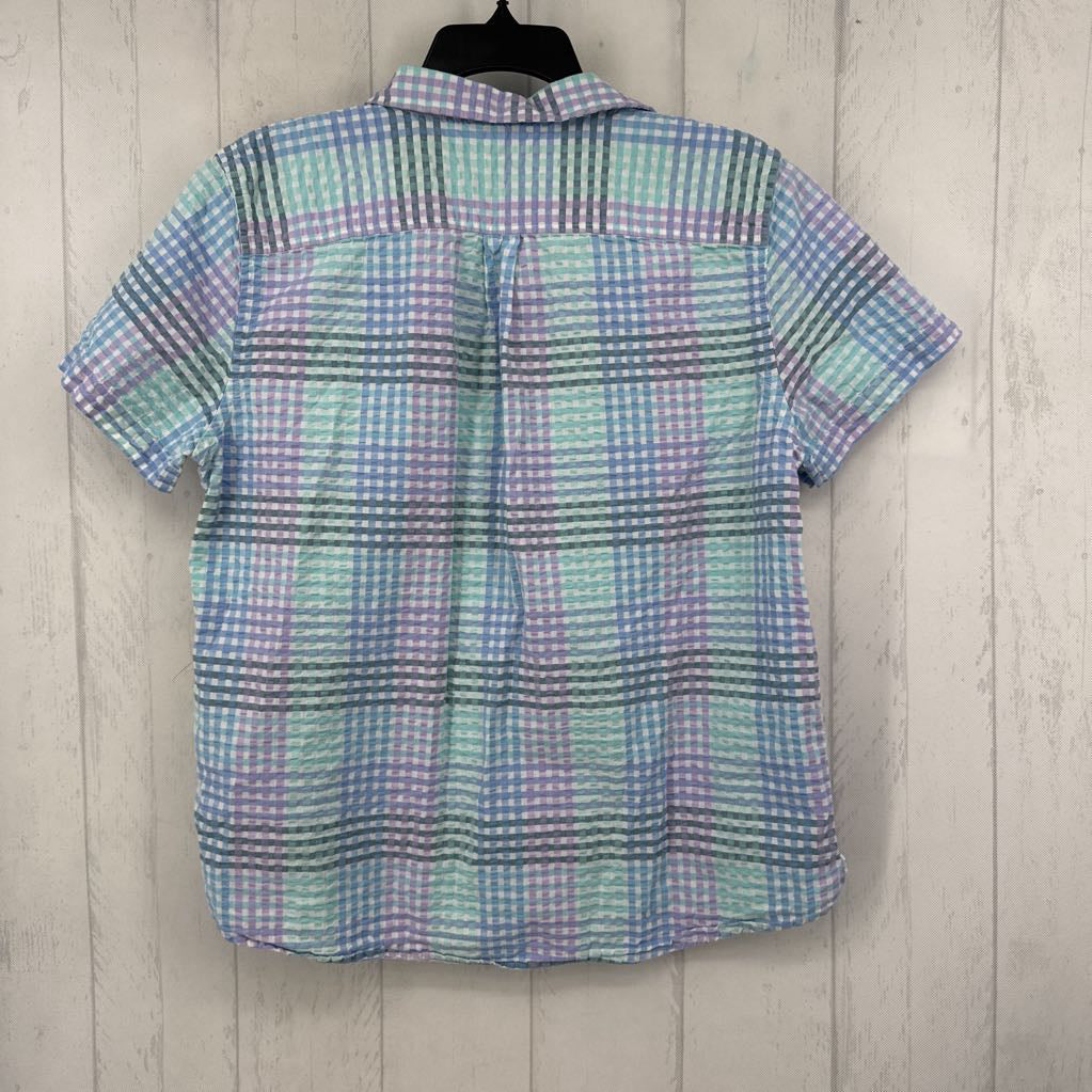 L gingham 1/2 button down s/s top