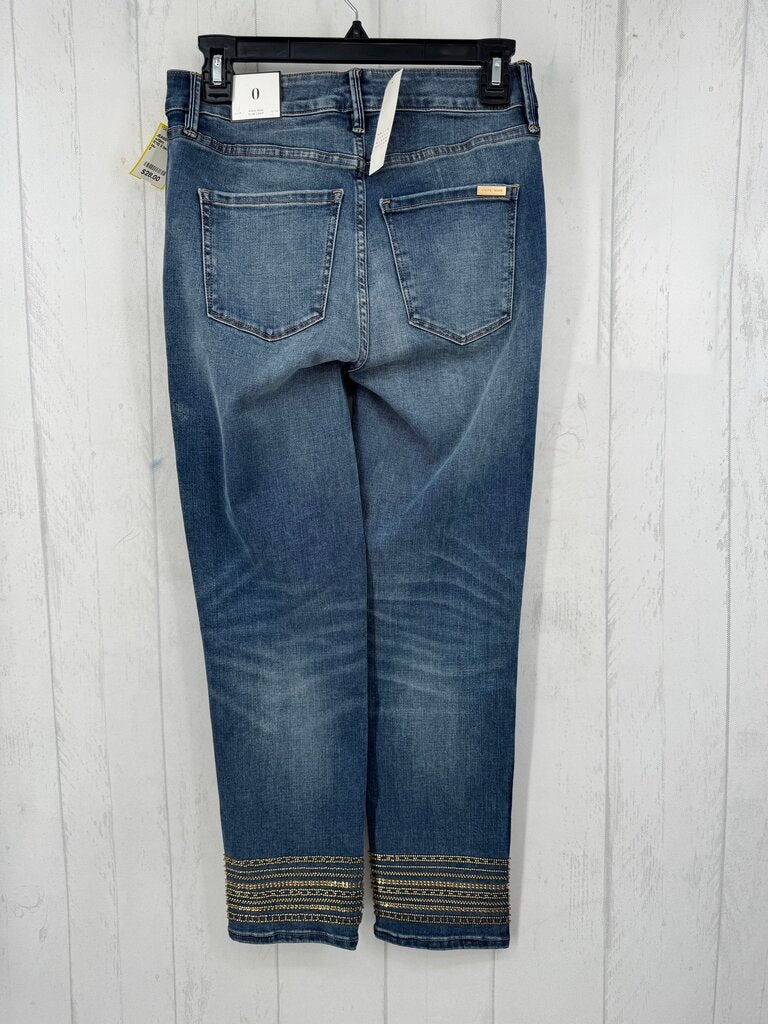 R110 0 beaded hem slim crop jean