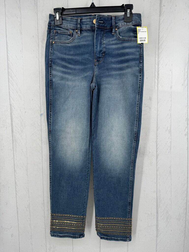 R110 0 beaded hem slim crop jean
