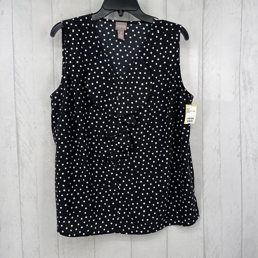L polka dot v-neck tank