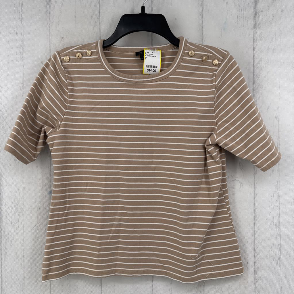 M button detail stripe s/s top
