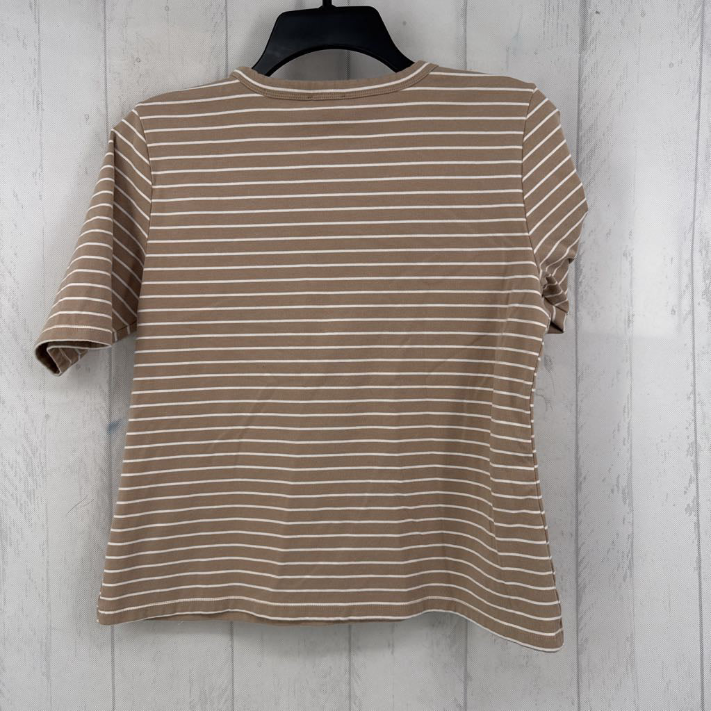 M button detail stripe s/s top