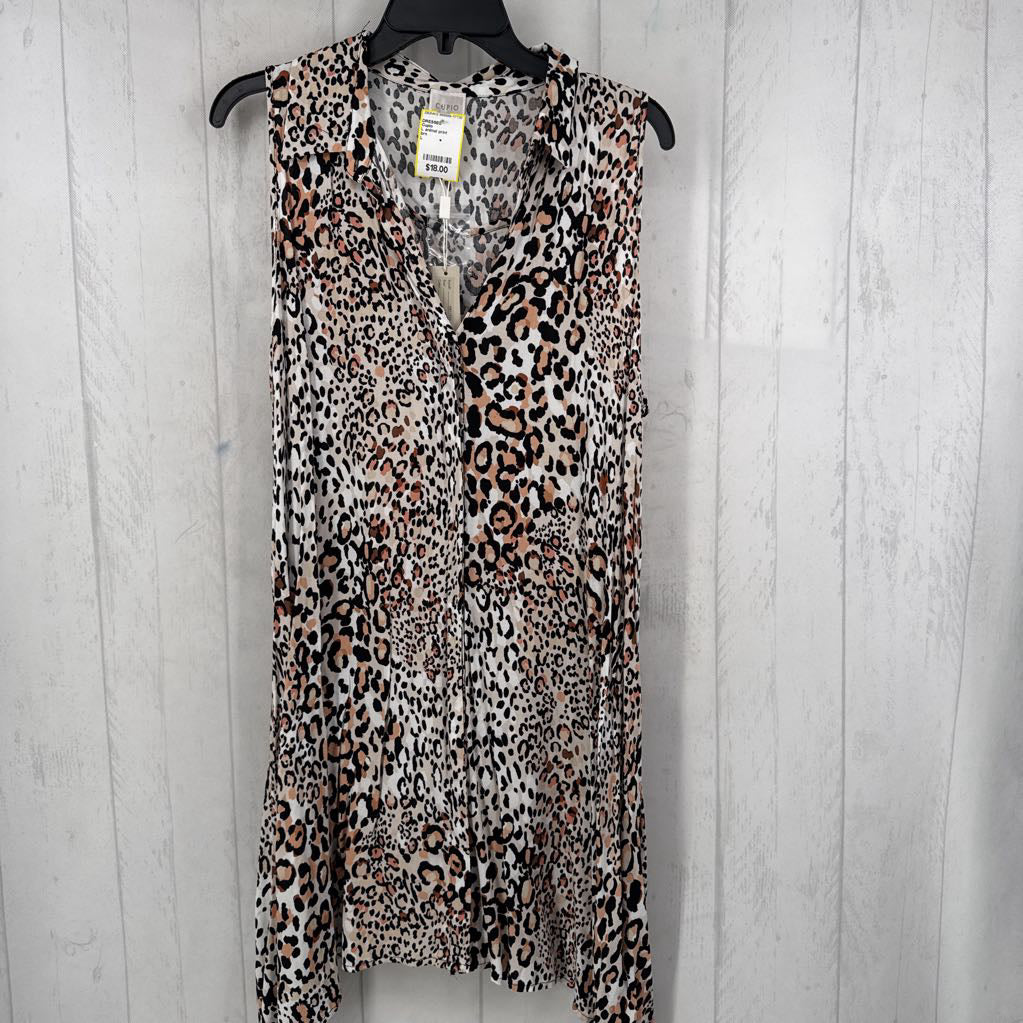 L animal print button dress