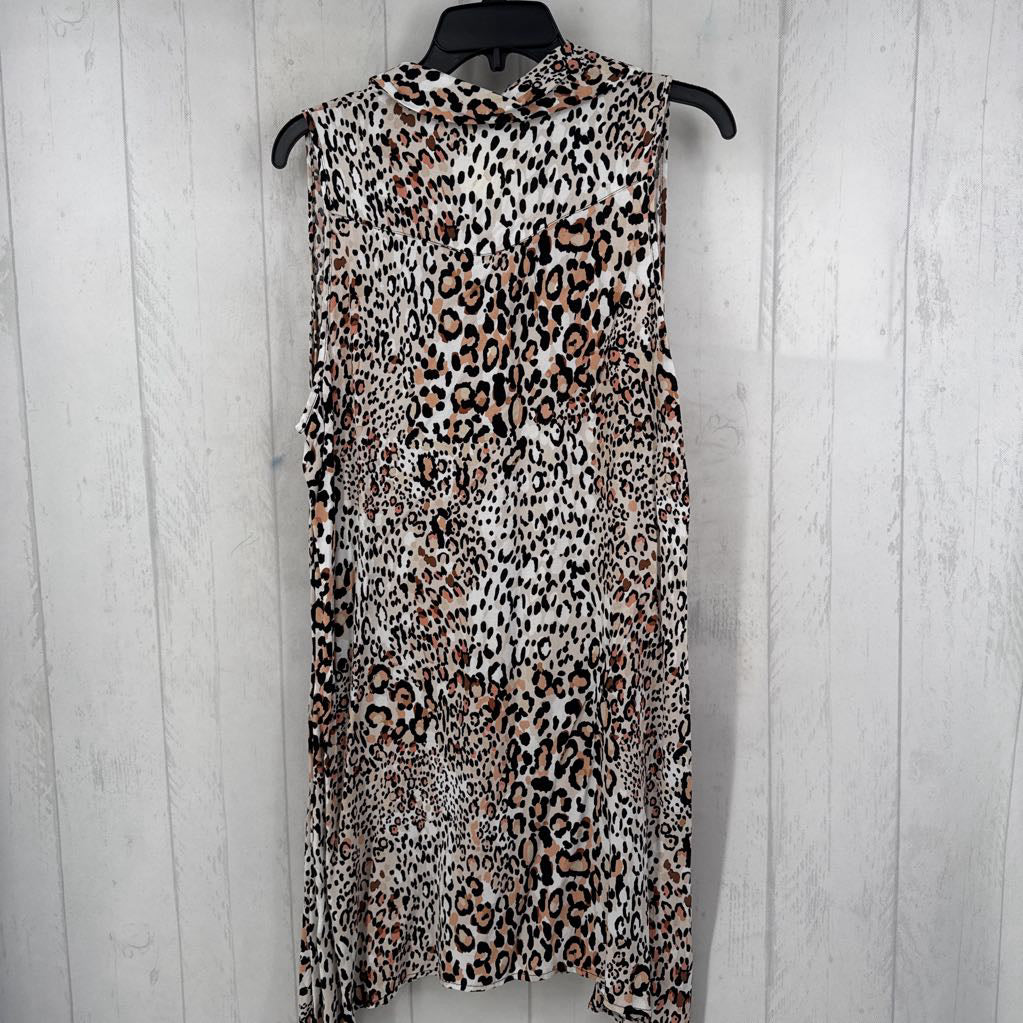 L animal print button dress