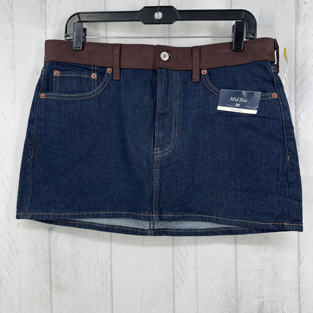 R70 28 mid rise denim mini skirt