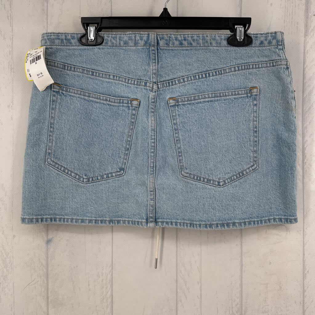 30 drawstring denim mid rise mini skirt