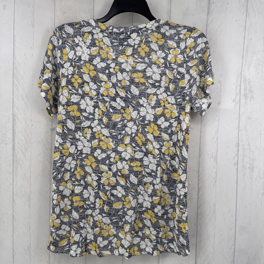XL s/s flower print twist top