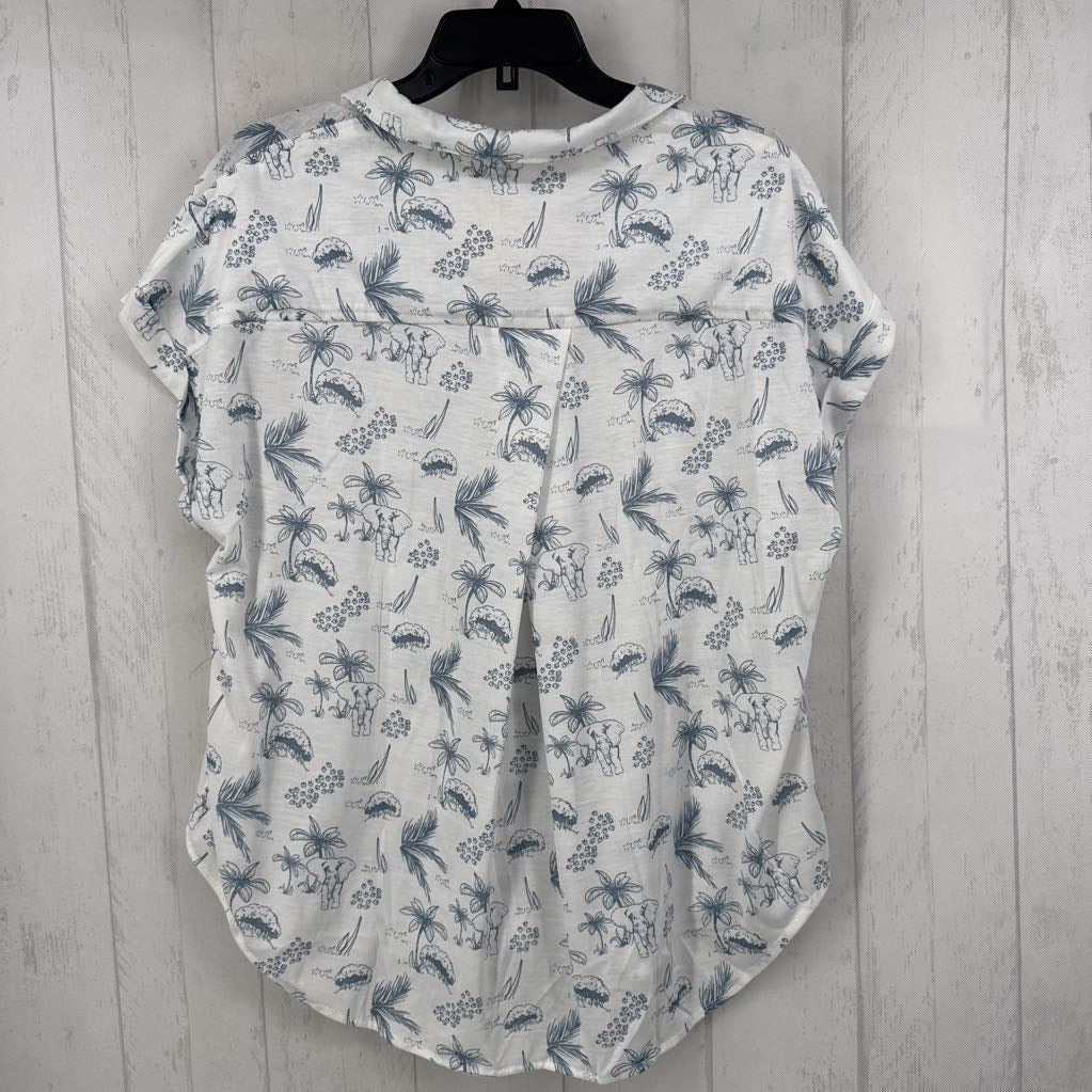 L cuff s/s elephant print button shirt
