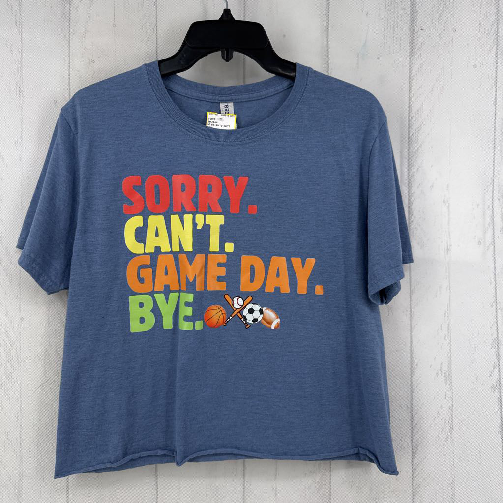 M s/s sorry can't game crop top
