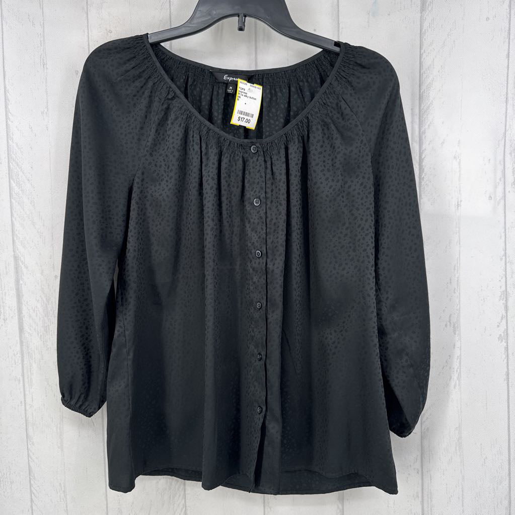 M l/s silky button shirt