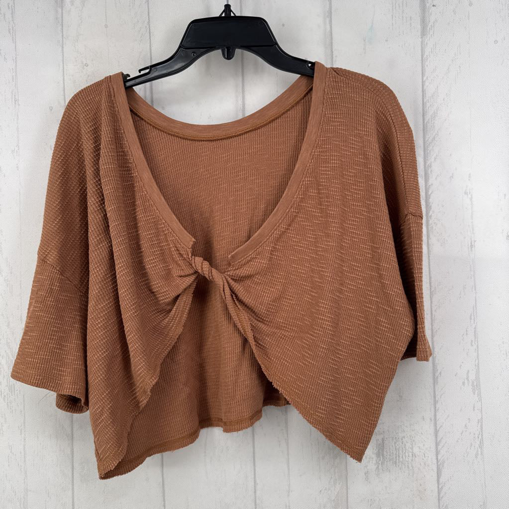 R35 XXL waffle knit open back s/s top