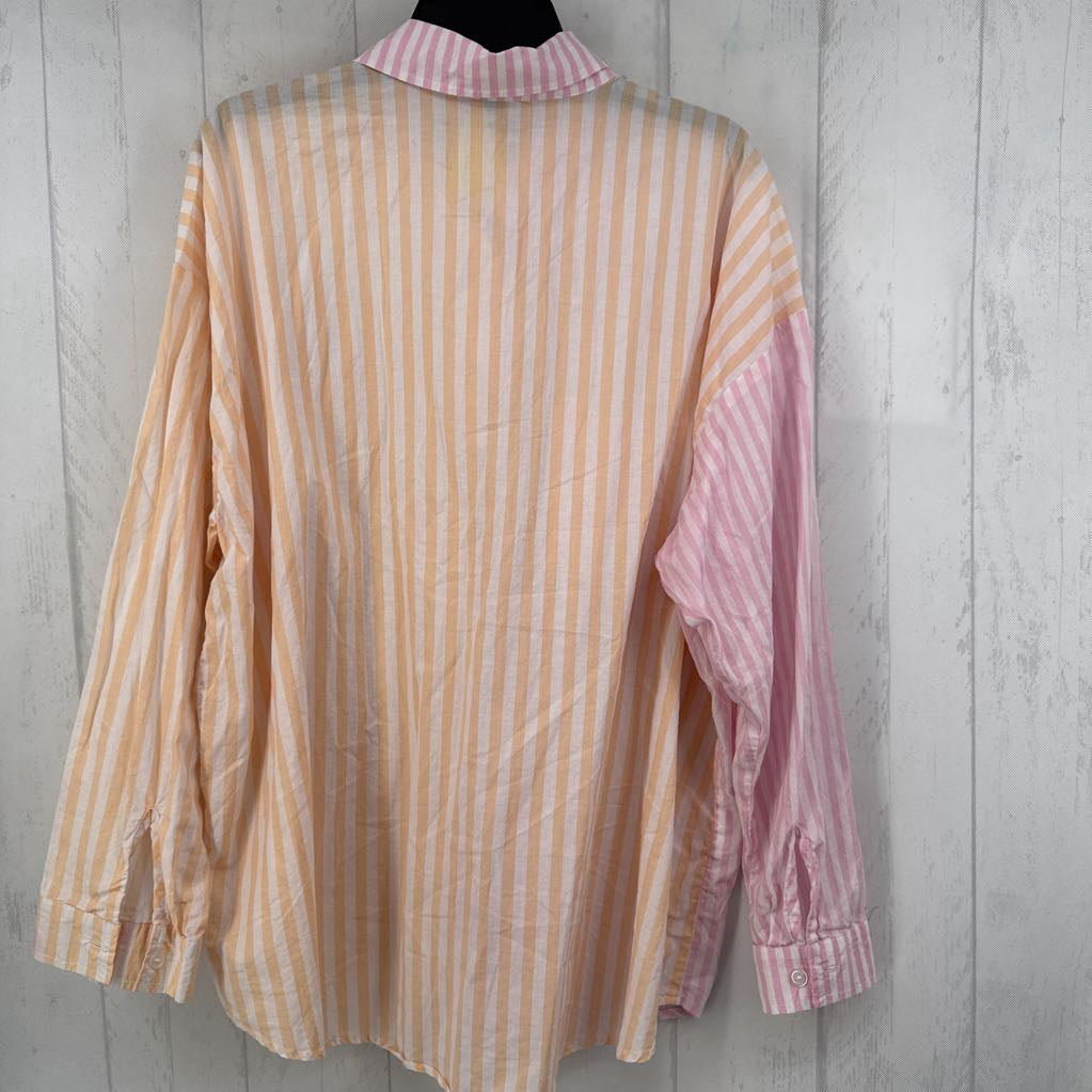 XXL striped button down l/s top