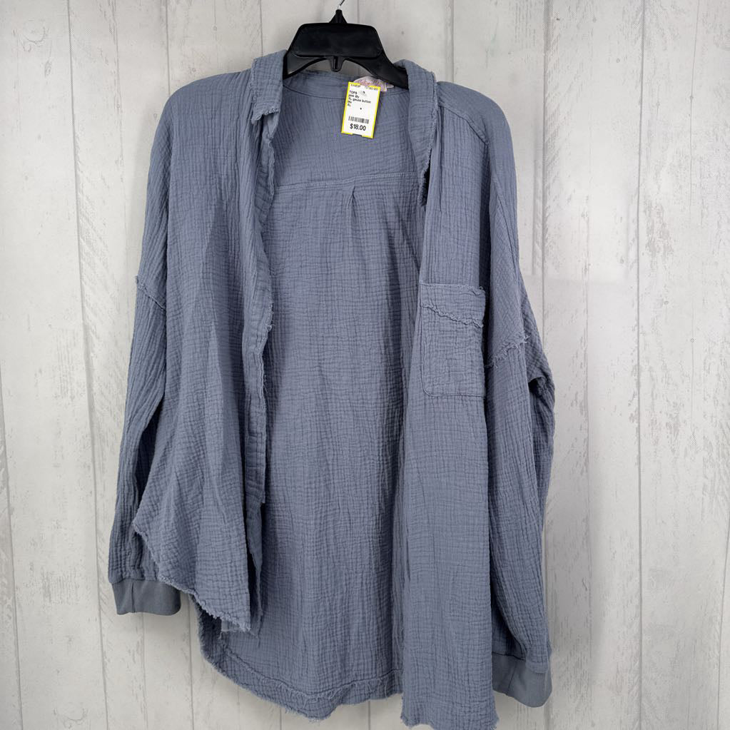 XL gauze button down l/s top