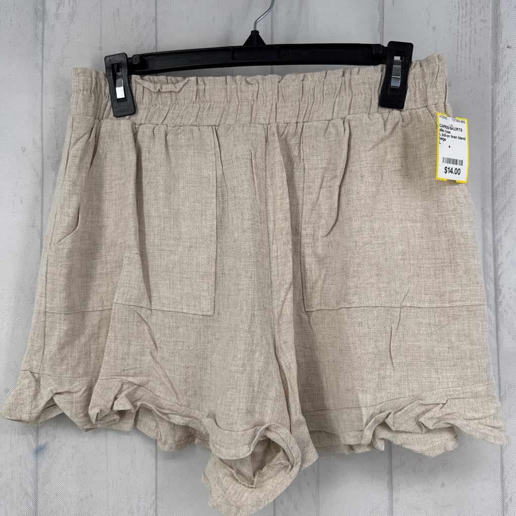 L pull-on linen blend shorts
