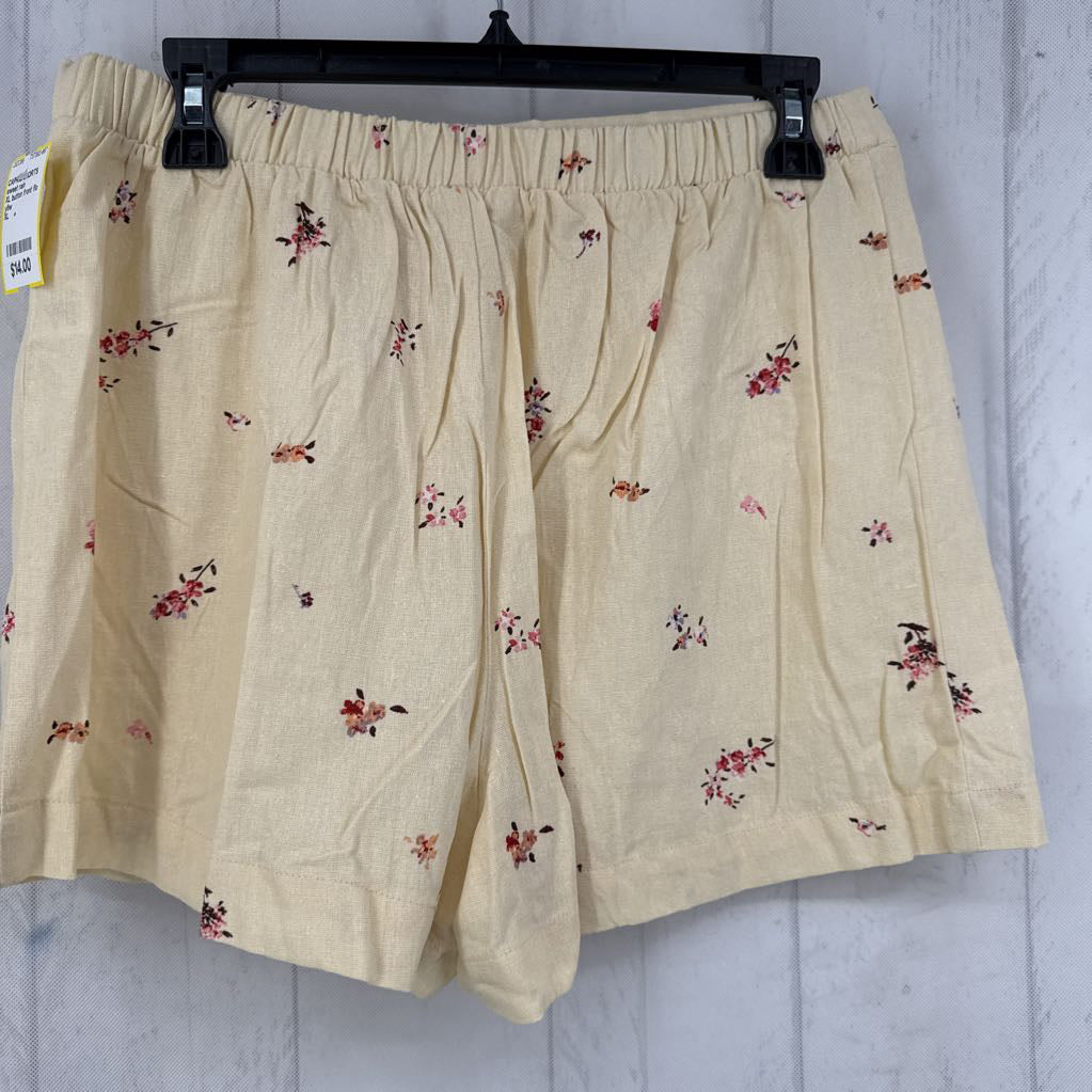 XL button front flo print shorts