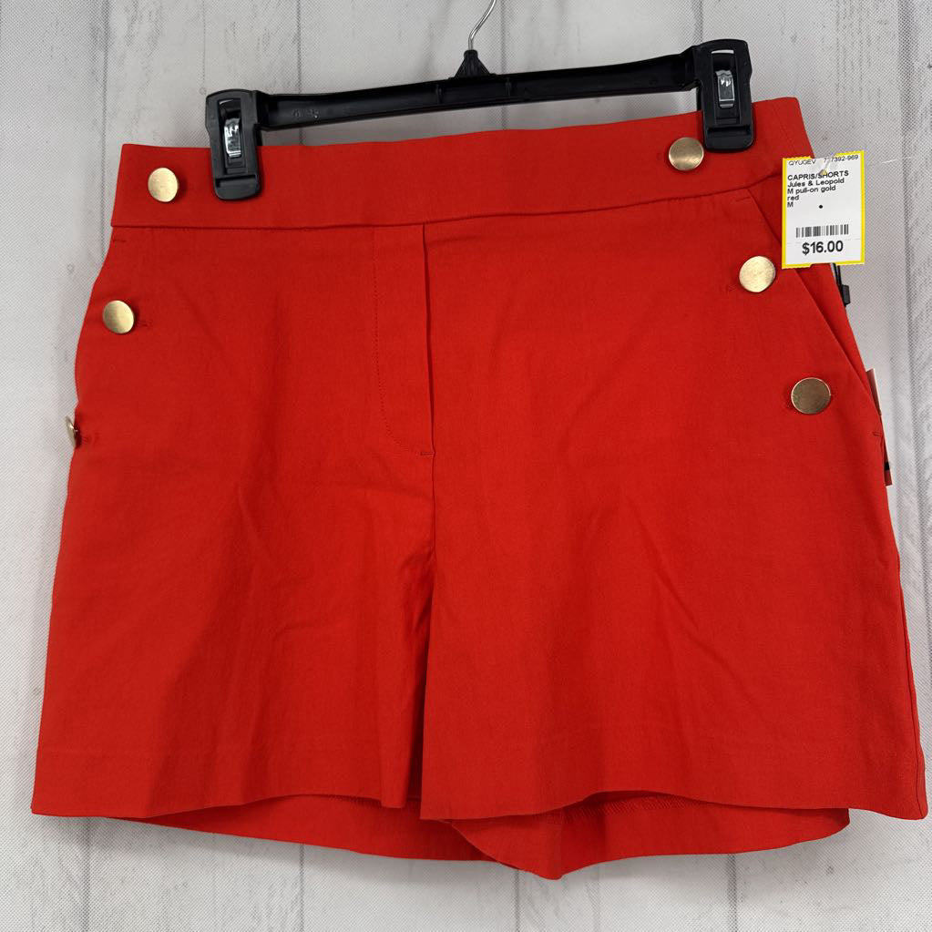 M pull-on gold button detail shorts
