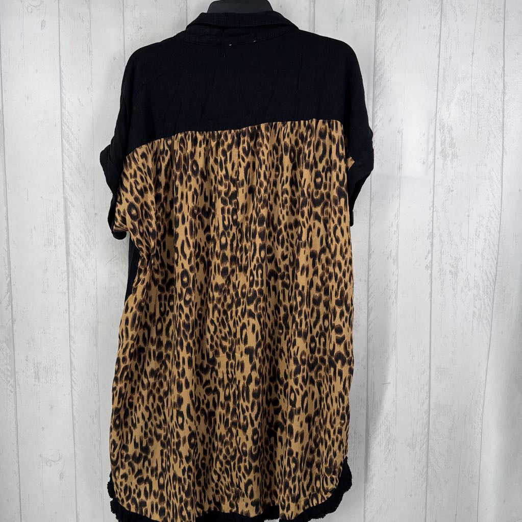 1XL animal print button down s/s dress