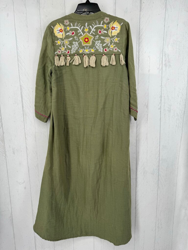XS ric-rac trim button down elbow slv dress