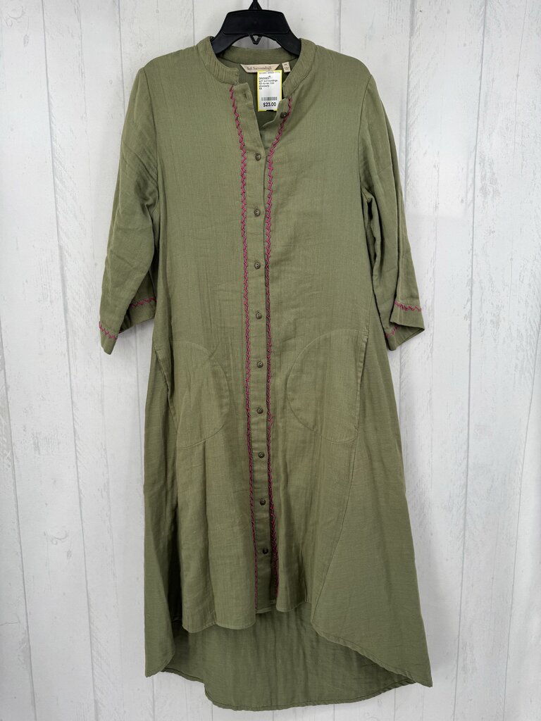 XS ric-rac trim button down elbow slv dress